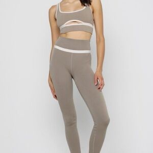 Fabletics Beige and Cream Activewear Set